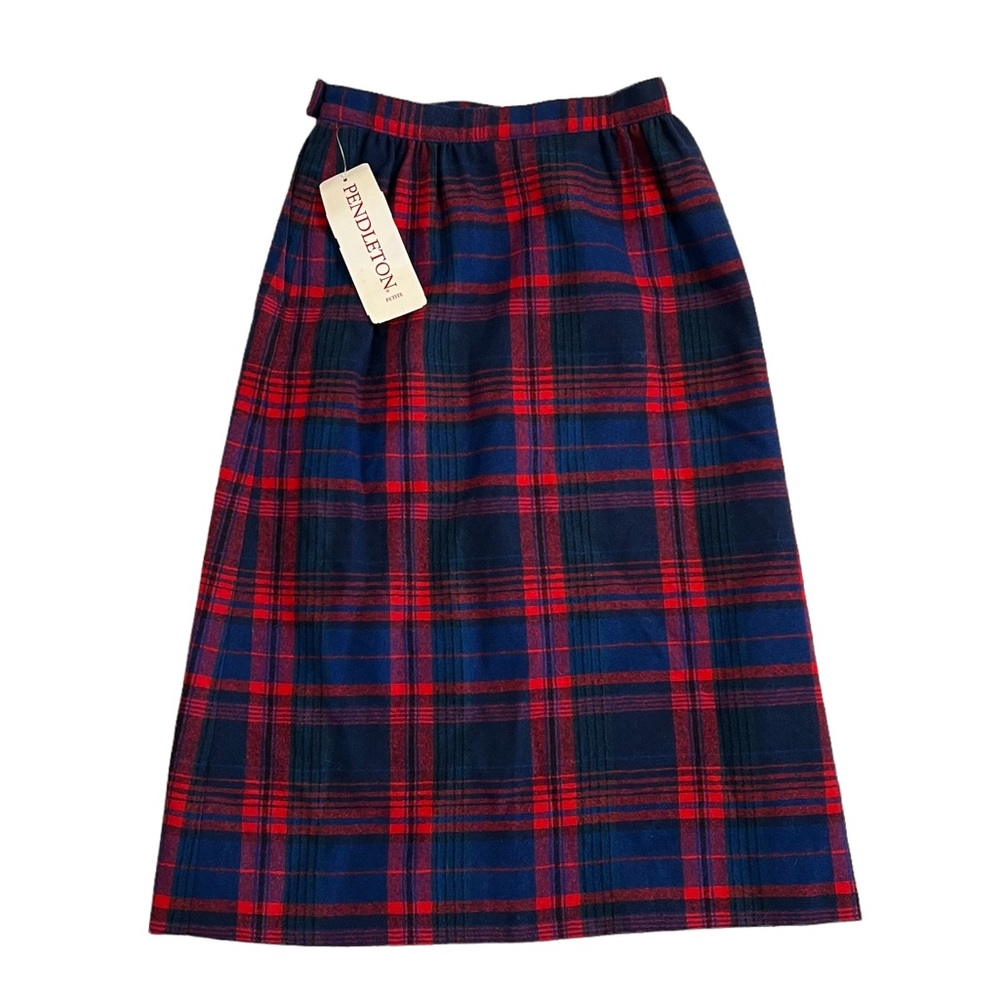 Pendleton Navy and Scarlet Plaid A-Line Skirt - Picture 3 of 4